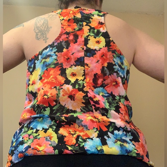 LOVE CULTURE bright neon colourful vintage boho floral crochet trim tank top - Picture 6 of 13